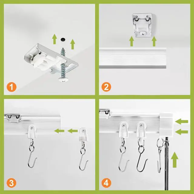 Alt view image 3 of 6 - Flexible Ceiling Curtain Track, Ceiling Mounted Sliding Rail Set | Custom Curved Shape, 8 ft White Rail, Ideal for Window, Room Divider or RV
