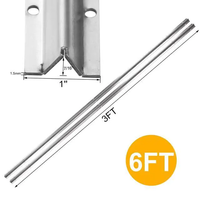 Alt view image 2 of 6 - 72" in 2 Sections of 36" Sliding Glass Door Track with Pre-Drilled Holes and Screws, Heavy Duty V Bottom Track for Sliding Screen Doors