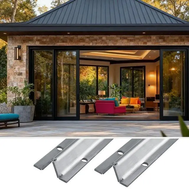 Alt view image 4 of 6 - 72" in 2 Sections of 36" Sliding Glass Door Track with Pre-Drilled Holes and Screws, Heavy Duty V Bottom Track for Sliding Screen Doors