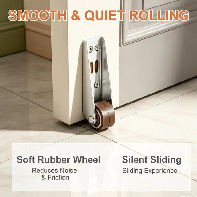 Alt view image 5 of 7 - Vertical Track Roller Wheel, Heavy Duty Sliding Door Bottom Guide, Soft Rubber Caster for Barn Door, Cabinet, Gate and Drawer, 110LBS Load Capacity, 4-Piece