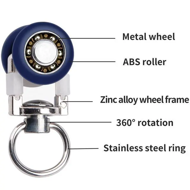 Alt view image 3 of 6 - 15 PCS 15mm Mute Wheel Curtain Track Glider Hooks | Stainless steel Wheel Rollers Track Rail Runner, Ball Pulley Windows Shower Curtain Tracks for Ceiling, Wall, Room Divider