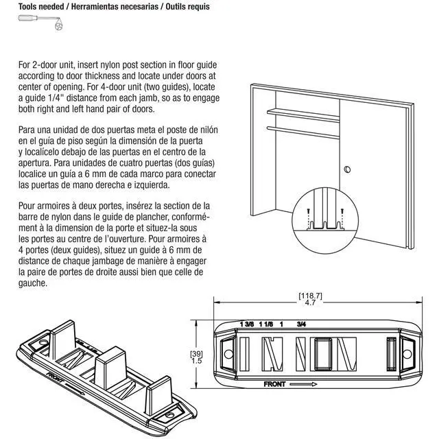 Alt view image 4 of 5 - Stamped Steel, Adjustable, Closet Door, Floor Guide (2 Pack) | 2 Pack