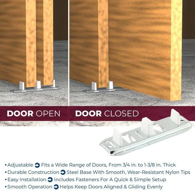 Alt view image 5 of 5 - Stamped Steel, Adjustable, Closet Door, Floor Guide (2 Pack) | 2 Pack