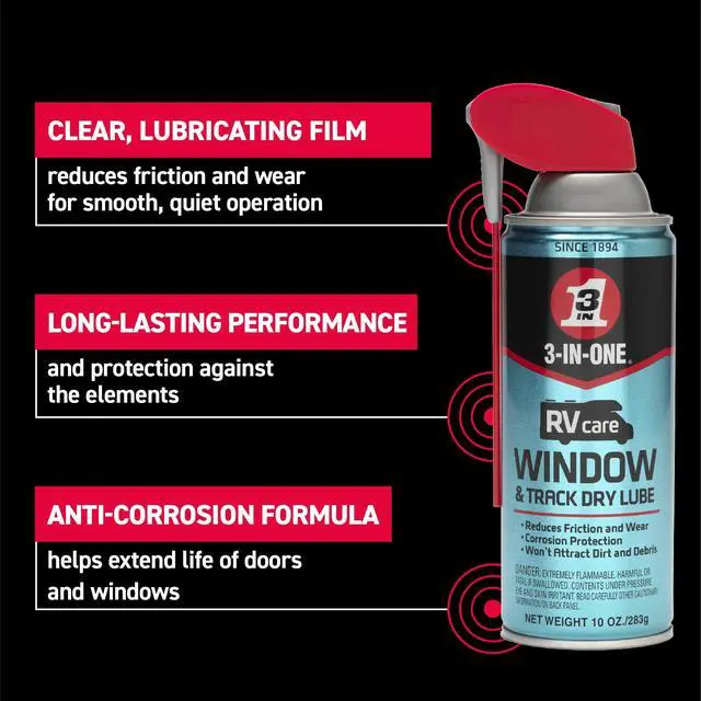 Alt view image 2 of 6 - RVcare Window & Track Dry Lube with SMART STRAW SPRAYS 2 WAYS, 10 OZ