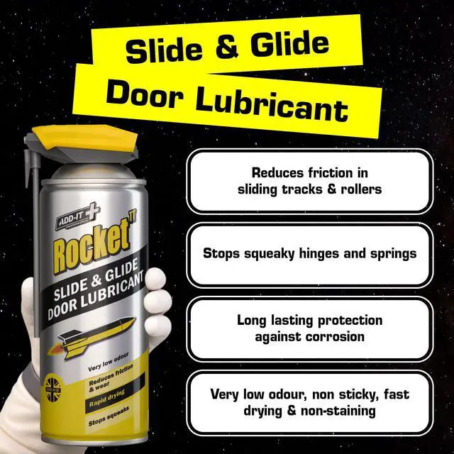 Alt view image 2 of 7 - Slide & Glide Silicone Door Lubricant Spray, 13.5oz | 100% Silicone Lubricant Sliding Door Tracks, Hinges & Rollers, Fast-Drying, Non-Sticky, Stops Squeaks & Protects Against Rust