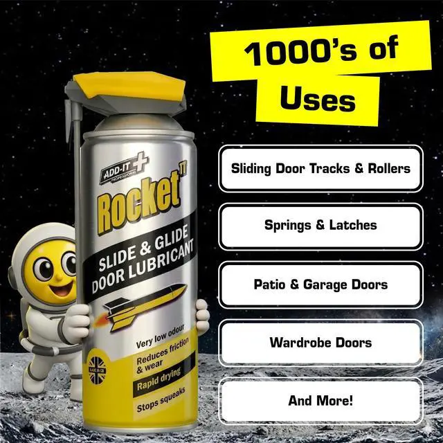Alt view image 7 of 7 - Slide & Glide Silicone Door Lubricant Spray, 13.5oz | 100% Silicone Lubricant Sliding Door Tracks, Hinges & Rollers, Fast-Drying, Non-Sticky, Stops Squeaks & Protects Against Rust