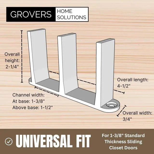 Alt view image 6 of 6 - Sliding Closet Door Floor Guide Bracket | Universal Fit for 1-3/8" Width Bypass Doors (Single Unit, White)