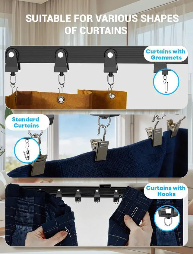 Alt view image 6 of 7 - Flexible Bendable Ceiling Curtain Track, 9.8 FT (3 m), Mount for Rail with sliding Curtain Track System, Curtain Track Ceiling Mount, Room Divider for RV, Bathroom, Ceiling Curtain Rod, Black