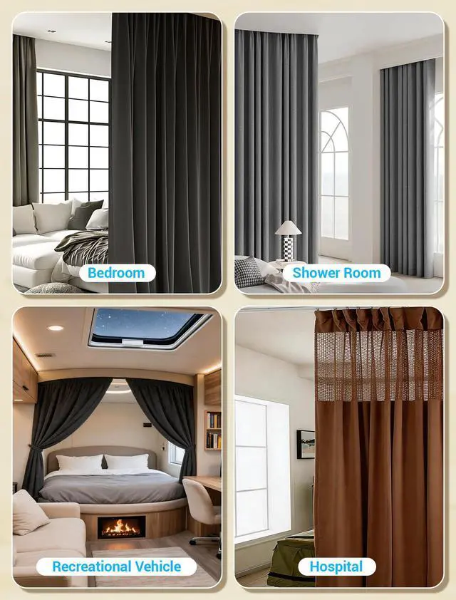 Alt view image 7 of 7 - Flexible Bendable Ceiling Curtain Track, 9.8 FT (3 m), Mount for Rail with sliding Curtain Track System, Curtain Track Ceiling Mount, Room Divider for RV, Bathroom, Ceiling Curtain Rod, Black