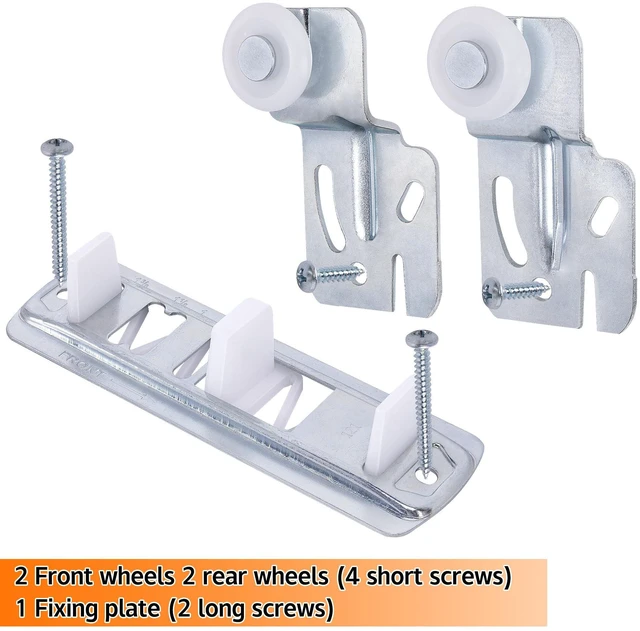 Alt view image 5 of 7 - 5 Pcs Sliding Closet Door Roller Kit, Wardrobe Door Roller with Slide Track | Offset Nylon Wheel Closet Door Rollers Replacement for Top-Hung Sliding Door Hardware