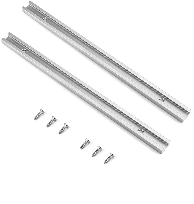 Alt view image 5 of 7 - Aluminum T Track, 2 Pack 12 Inch Universal Double Cut Profile T Track, with Predrilled Mounting Holes and Screws, Woodworking and Fixtures, for Drill Press Table, Router Table