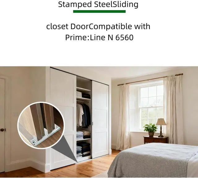 Alt view image 5 of 7 - Quiet Glide Sliding Door Roller Set, Top-Hung Sliding Door Hardware Roller & Track Kit, 5-Piece Wardrobe Closet Door Repair Replacement Set