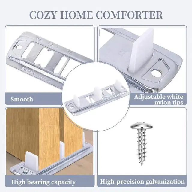 Alt view image 6 of 7 - Quiet Glide Sliding Door Roller Set, Top-Hung Sliding Door Hardware Roller & Track Kit, 5-Piece Wardrobe Closet Door Repair Replacement Set