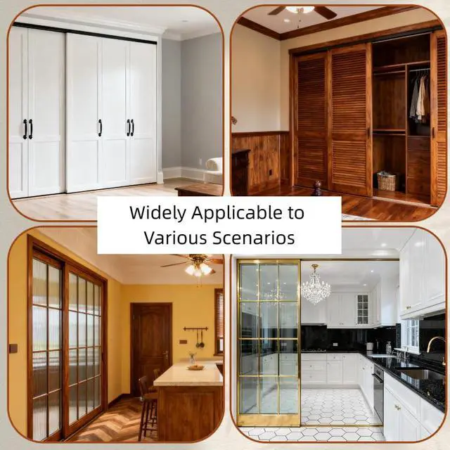 Alt view image 7 of 7 - Quiet Glide Sliding Door Roller Set, Top-Hung Sliding Door Hardware Roller & Track Kit, 5-Piece Wardrobe Closet Door Repair Replacement Set