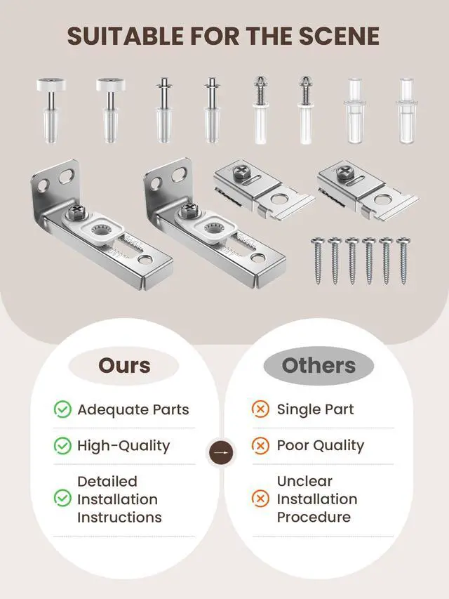 Alt view image 6 of 7 - Bifold Door Hardware Repair Kit - 2 Pack Bi-fold Sliding Closet Door Hardware Kit for 7/8" to 1" Track, Folding Pocket Door Replacement Parts Set Include Top Bottom Pivots Bracket and Guide Wheel