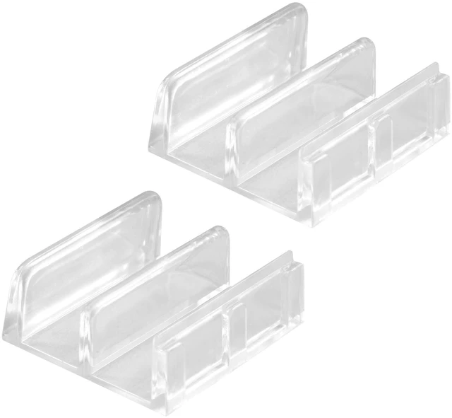 Main image of M 6059 Sliding Shower Door Bottom Guide, 1/2 In., Clear, 2 Pack | 1/2 In. Channels, Plastic Construction, Adhesive Backing