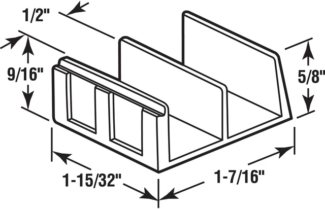 Alt view image 2 of 3 - M 6059 Sliding Shower Door Bottom Guide, 1/2 In., Clear, 2 Pack | 1/2 In. Channels, Plastic Construction, Adhesive Backing
