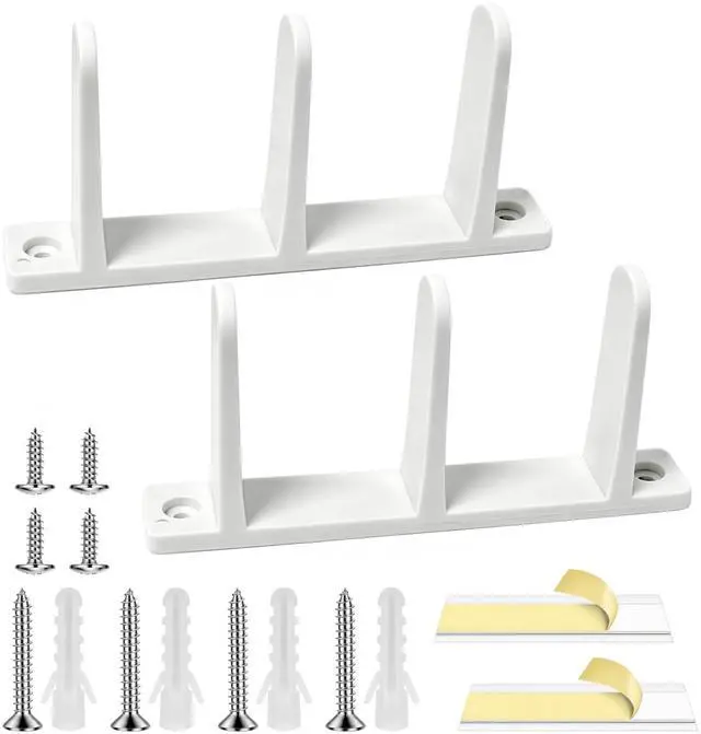 Main image of 2 Pack Sliding Closet Door Floor Guide, Universal Fit for 1-3/8" Width Doors | White Plastic Sliding Door Track with Hardware for Closet Doors