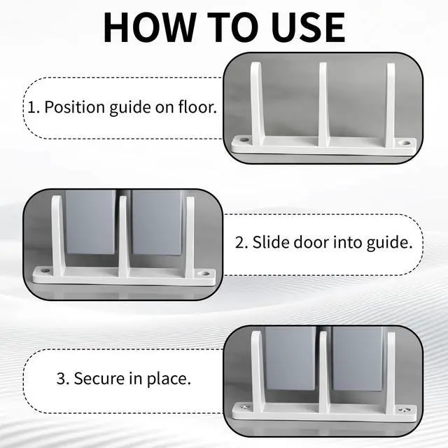 Alt view image 5 of 7 - 2 Pack Sliding Closet Door Floor Guide, Universal Fit for 1-3/8" Width Doors | White Plastic Sliding Door Track with Hardware for Closet Doors