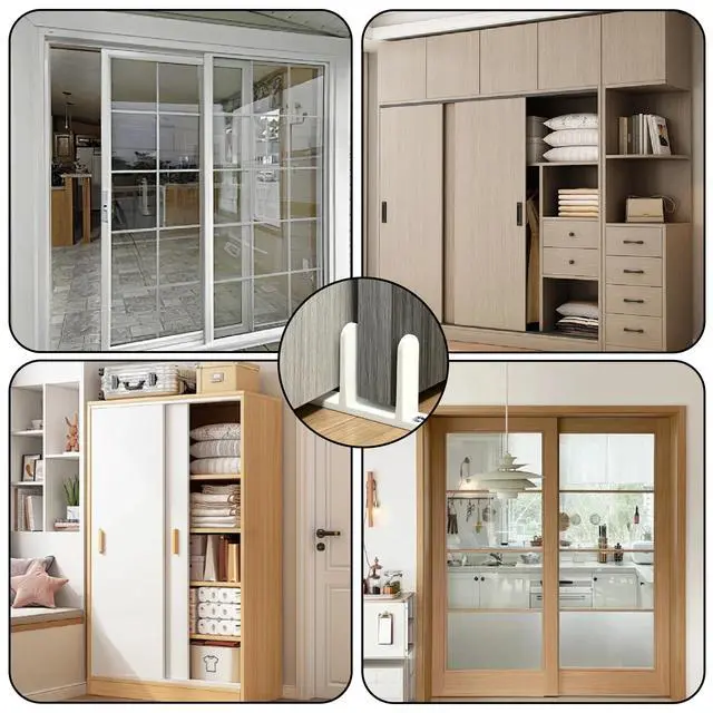 Alt view image 7 of 7 - 2 Pack Sliding Closet Door Floor Guide, Universal Fit for 1-3/8" Width Doors | White Plastic Sliding Door Track with Hardware for Closet Doors