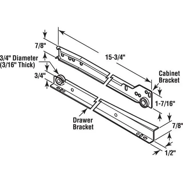 Alt view image 2 of 6 - MP7210 Drawer Slide Kit Replace Drawer Track Hardware Self-Closing Design Fits Most Bottom/ Side-Mounted Drawer Systems 15-3/4 In. Steel Tracks, Plastic Wheels, White (1 Pair)
