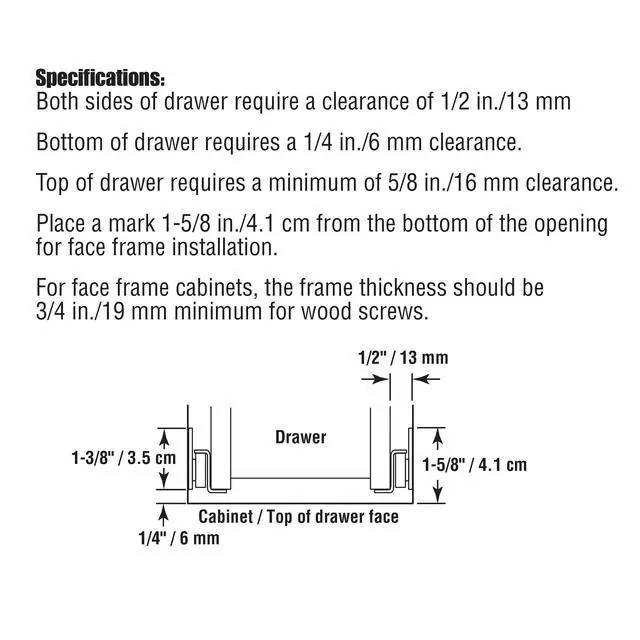 Alt view image 3 of 6 - MP7210 Drawer Slide Kit Replace Drawer Track Hardware Self-Closing Design Fits Most Bottom/ Side-Mounted Drawer Systems 15-3/4 In. Steel Tracks, Plastic Wheels, White (1 Pair)