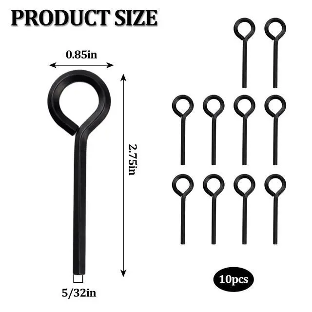 Alt view image 2 of 6 - 10 Pack 5/32 Inch Hex Dogging Key with Full Loop, Solid Metal Allen Wrench Door Key for Push Bar Panic Exit Devices, Keychain Compatible (Black)