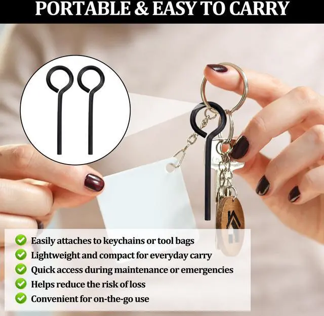 Alt view image 5 of 6 - 10 Pack 5/32 Inch Hex Dogging Key with Full Loop, Solid Metal Allen Wrench Door Key for Push Bar Panic Exit Devices, Keychain Compatible (Black)