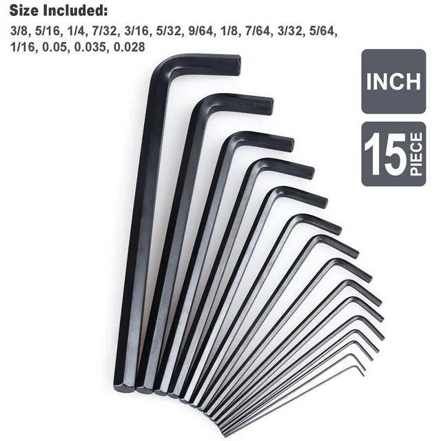 Alt view image 2 of 4 - 30-Piece Premium Hex Key Allen Wrench Set, SAE and Metric Assortment, L Shape, Chrome Vanadium Steel, Precise and Chamfered Tips | SAE 0.028-3/8 inch, Metric 0.7-10 mm | In Storage Case