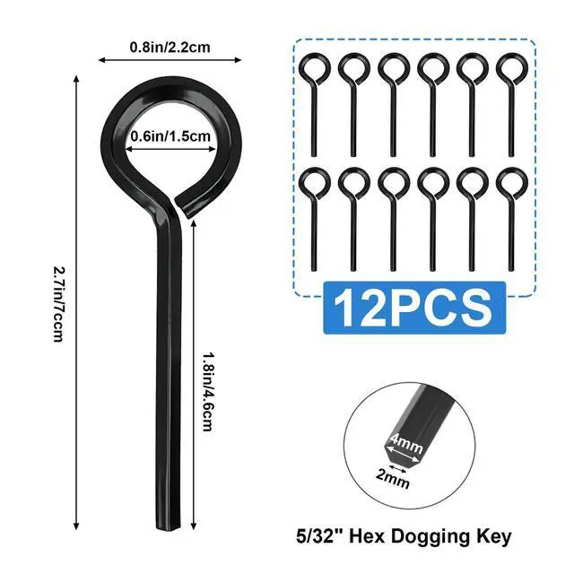 Alt view image 2 of 7 - 12pcs 5/32 inch Standard Hex Dogging Key with Full Loop, Black Solid Metal Allen Key Sets Wrench for Keychain Push Bar Panic Exit Device Key