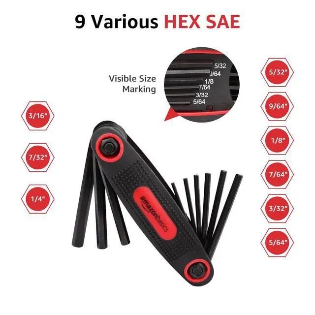 Alt view image 2 of 5 - Folding Hex Key Set, Metric, SAE, and Star Sizes, Chrome Vanadium Steel, 3-Pack