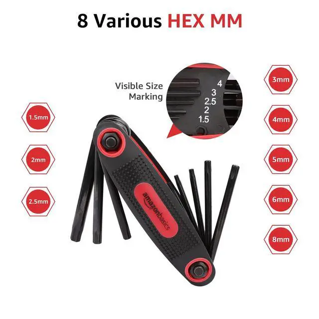 Alt view image 3 of 5 - Folding Hex Key Set, Metric, SAE, and Star Sizes, Chrome Vanadium Steel, 3-Pack