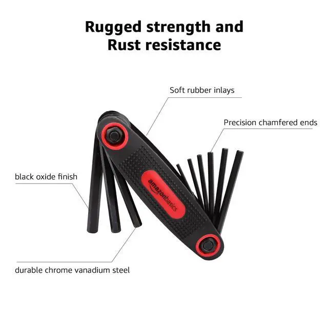 Alt view image 5 of 5 - Folding Hex Key Set, Metric, SAE, and Star Sizes, Chrome Vanadium Steel, 3-Pack