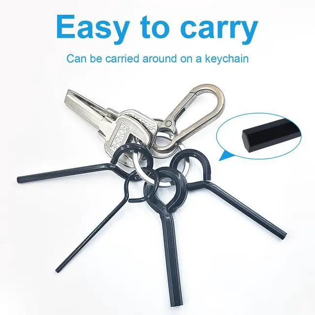 Alt view image 4 of 6 - 12 PCS Black Standard Hex Dogging Key with Full Loop(5/64in,1/8 inch, 5/32 inch, 7/32 inch), Metal Allen Wrench Set Door Key for Push Bar Panic Exit Device Panic Exit Equipment