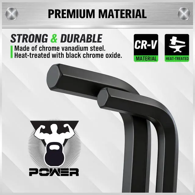 Alt view image 5 of 7 - 32-Piece Hex Key Allen Wrench Set, SAE and Metric Allen Keys MM(0.7mm-10mm) SAE(0.028"-3/8), L Shape, Chrome Vanadium Steel, Easy Organization
