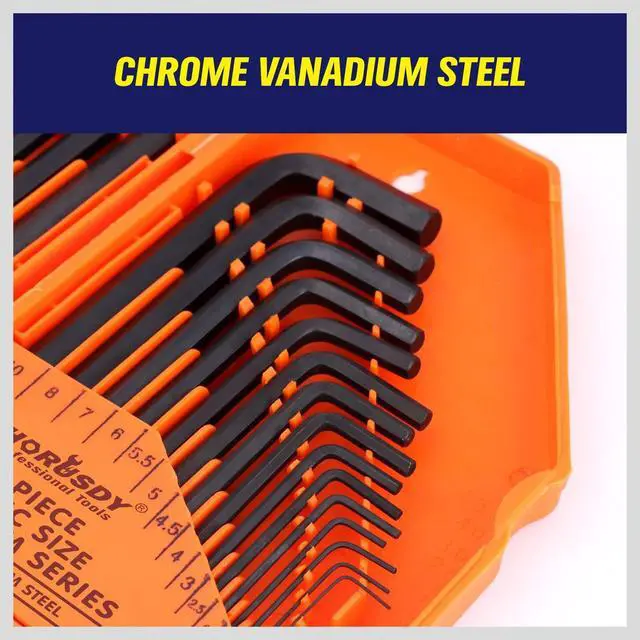 Alt view image 2 of 7 - 32-Piece Hex Key Set with Another Torque Handle, Allen Wrench Set Inch/Metric MM(0.7mm-10mm) SAE(0.028"-3/8)