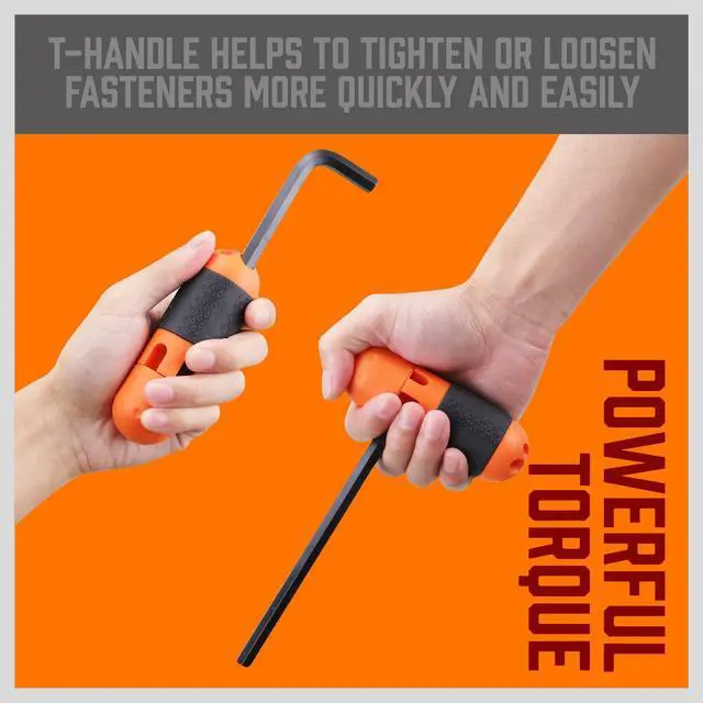Alt view image 4 of 7 - 32-Piece Hex Key Set with Another Torque Handle, Allen Wrench Set Inch/Metric MM(0.7mm-10mm) SAE(0.028"-3/8)