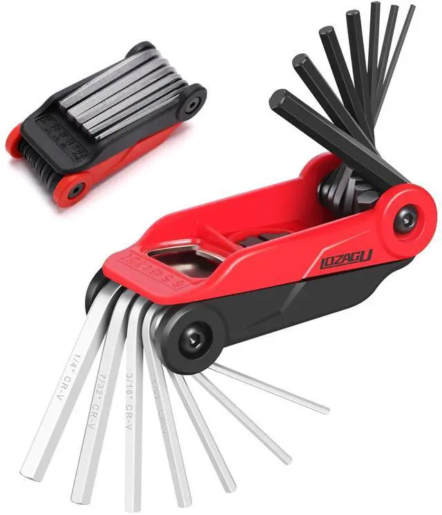 Main image of 14PCS Folding Allen Wrench Sets, Metric and SAE Allen Key Set, METRIC 2mm, 2.5mm, 3mm, 4mm, 4.5mm, 5mm, 6mm. SAE 5/64, 3/32, 1/8, 5/32, 3/16, 7/32, 1/4"