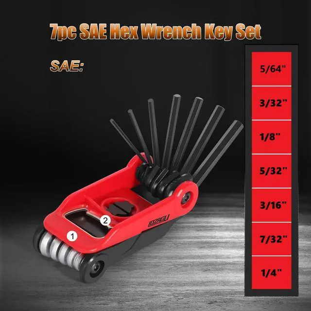 Alt view image 2 of 7 - 14PCS Folding Allen Wrench Sets, Metric and SAE Allen Key Set, METRIC 2mm, 2.5mm, 3mm, 4mm, 4.5mm, 5mm, 6mm. SAE 5/64, 3/32, 1/8, 5/32, 3/16, 7/32, 1/4"