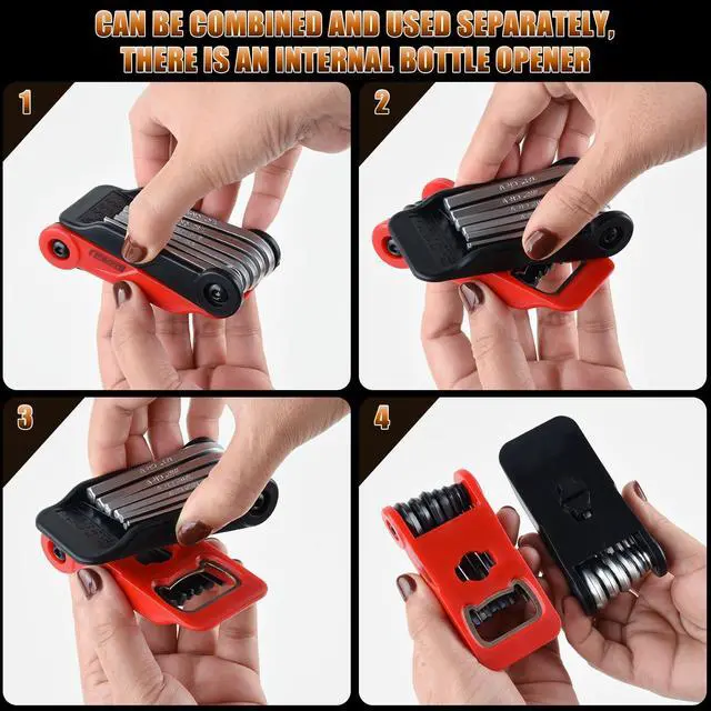 Alt view image 4 of 7 - 14PCS Folding Allen Wrench Sets, Metric and SAE Allen Key Set, METRIC 2mm, 2.5mm, 3mm, 4mm, 4.5mm, 5mm, 6mm. SAE 5/64, 3/32, 1/8, 5/32, 3/16, 7/32, 1/4"