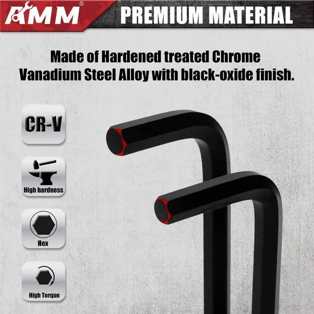 Alt view image 3 of 6 - 31-Piece Hex Key Wrench Set, Metric and SAE Allen Wrenches (0.028-3/8 inch, 0.7-10 mm) L Shape Allen Keys, Chrome Vanadium Steel