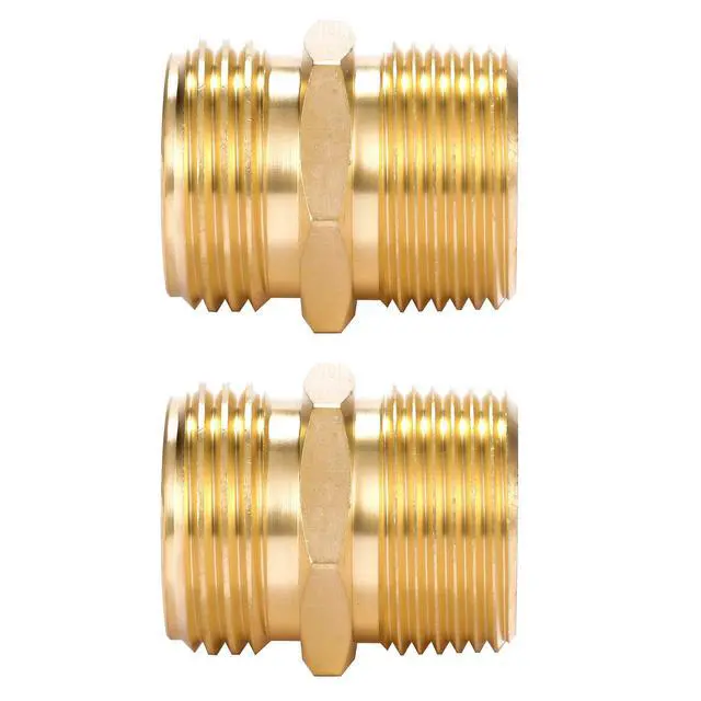 Alt view image 4 of 7 - 2 Pack 3/4" GHT to 3/4" NPT Male Connector, Brass Garden Hose Fitting, Male Hose Adapter (3/4"GHT Male x 3/4"NPT Male)