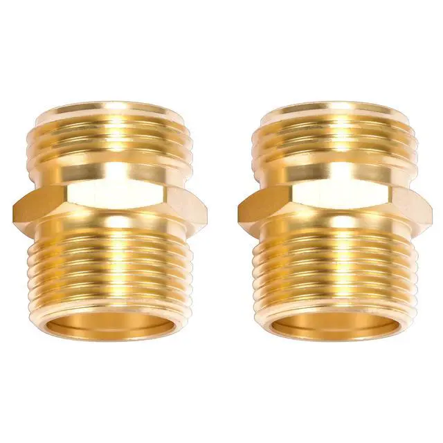 Alt view image 5 of 7 - 2 Pack 3/4" GHT to 3/4" NPT Male Connector, Brass Garden Hose Fitting, Male Hose Adapter (3/4"GHT Male x 3/4"NPT Male)