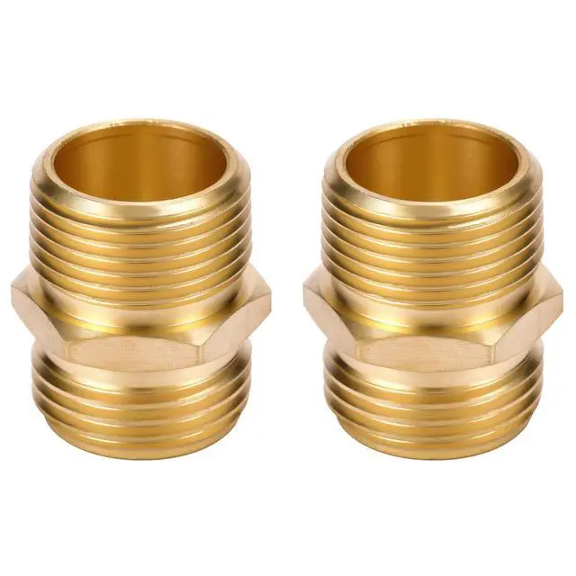 Alt view image 6 of 7 - 2 Pack 3/4" GHT to 3/4" NPT Male Connector, Brass Garden Hose Fitting, Male Hose Adapter (3/4"GHT Male x 3/4"NPT Male)