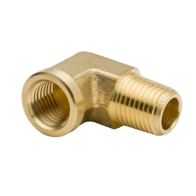 Alt view image 2 of 6 - 1/4 Inch Brass Street 90 Degree Elbow 1/4" NPT Male x 1/4" NPT Female Forged Pipe Fitting (Pack of 2)