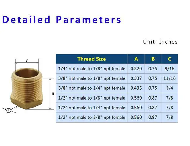 Alt view image 3 of 6 - 1/2" NPT Male x 1/4" NPT Female Brass Bushing Reducer Reducing Pipe Adapter Fitting 5pcs 1200 PSI
