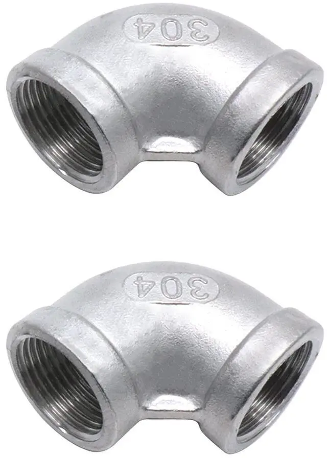 Main image of 2Pcs 304 Stainless Steel 90 Degree Elbow 3/4" NPT Female x 3/4" NPT Female Threaded Pipe Fitting