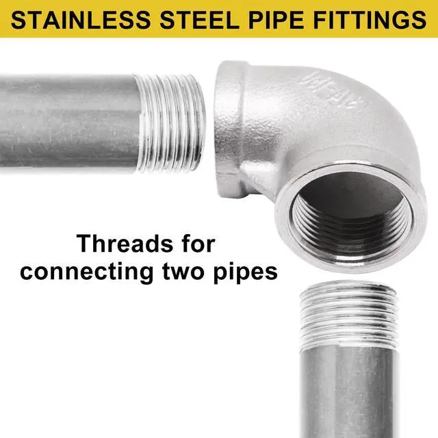 Alt view image 6 of 7 - 2Pcs 304 Stainless Steel 90 Degree Elbow 3/4" NPT Female x 3/4" NPT Female Threaded Pipe Fitting