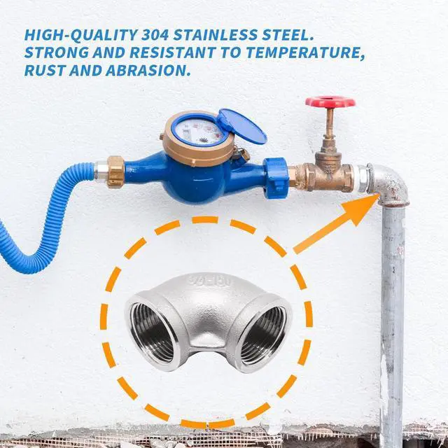 Alt view image 5 of 7 - 2Pcs 304 Stainless Steel 90 Degree Elbow 3/4" NPT Female x 3/4" NPT Female Threaded Pipe Fitting