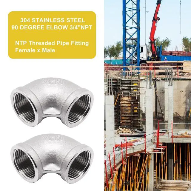 Alt view image 7 of 7 - 2Pcs 304 Stainless Steel 90 Degree Elbow 3/4" NPT Female x 3/4" NPT Female Threaded Pipe Fitting